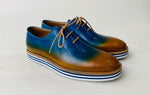 TucciPolo Newest Arrival Mens Sporty Handmade Italian Leather Oxford Blueish Beige Casual Sneaker Dress Shoes