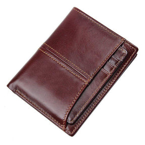 TucciPolo R-8107-2Q New Arrival Coffee Men's Cow Leather Wallet with RFID Money Holder and ID Card Holder.