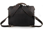 TucciPolo 7072J-1 Dark Grey Crazy Horse Leather Men's Briefcase Backpack Travel Bag