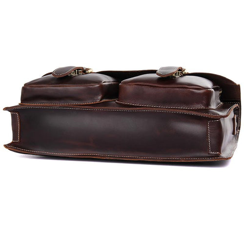TucciPolo 7105Q-1 Cow Leather Style Men's Briefcase Laptop Messenger Bag