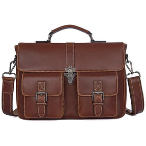 TucciPolo 7376B Mens Genuine Vintage Cow Leather Briefcase Laptop Shoulder Bag