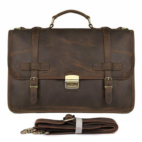 TucciPolo 7397R Mens Dark Brown Messenger Leather Laptop Briefcase Bag