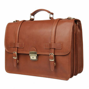 TucciPolo 7397X Mens Redish Brown Messenger Leather Laptop Briefcase Bag