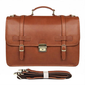 TucciPolo 7397X Mens Redish Brown Messenger Leather Laptop Briefcase Bag