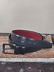 TucciPolo Black Handpolished Mens Leather Luxury Belt