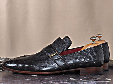 TucciPolo Dace Moccasin Genuine Ostrich Leather Mens Luxury Handmade Shoe
