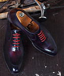 TucciPolo Dark Purple Handmade Naturally Tanned Calfskin Italian Leather Luxury Mens Shoe