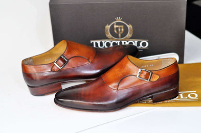 TucciPolo Elvo-TP Luxury Mens Handmade Two Tone Brown Italian Leather Shoe