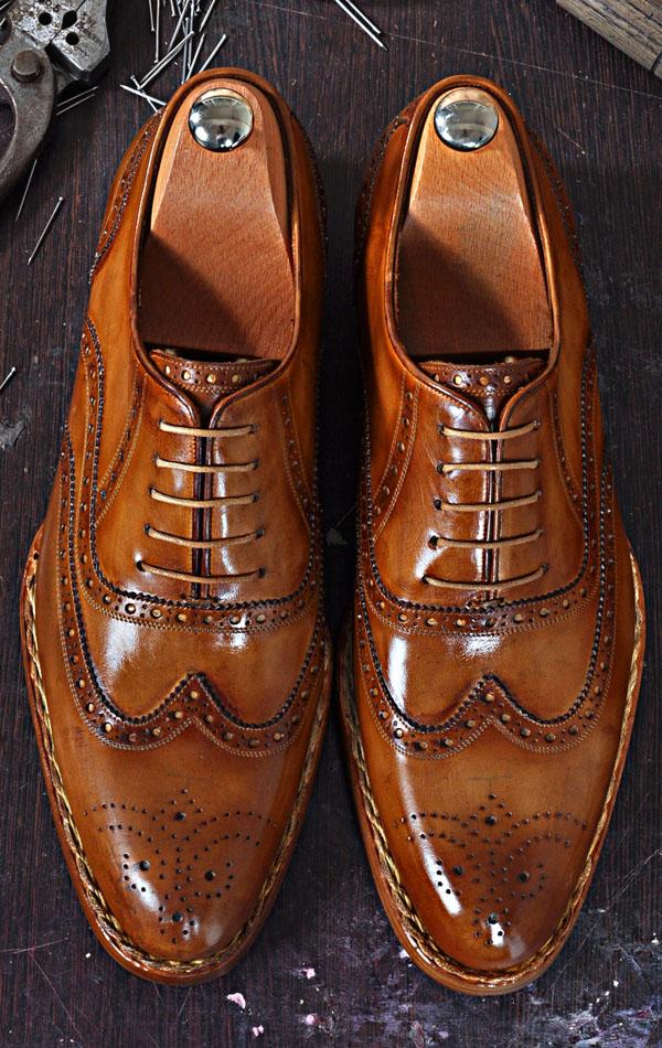 TucciPolo Tobacco HandWelted Wingtip Oxford — Handmade Italian Leather Luxury Dress Shoes Medium (D) / 11.5 TucciPolo Tobacco HandWelted Wingtip Oxford — Handmade Italian Leather Luxury Dress Shoes Medium (D) / 11.5