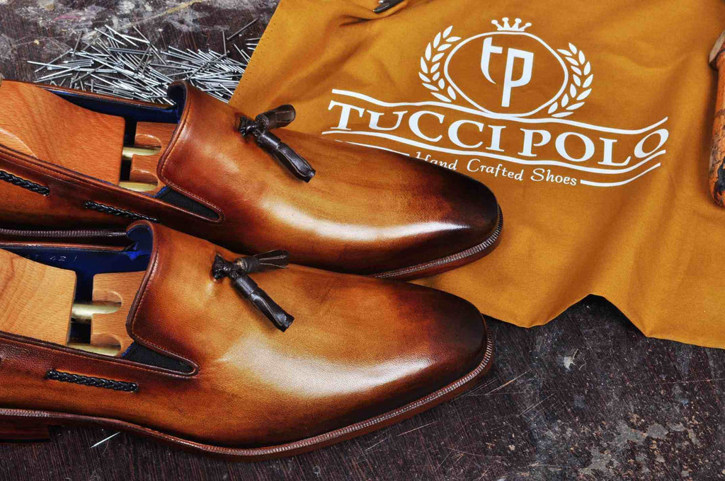 Tucci Di Lusso Men's Royal Blue Hand-Welted Italian Calf Skin Leather Luxury Kiltie Loafers