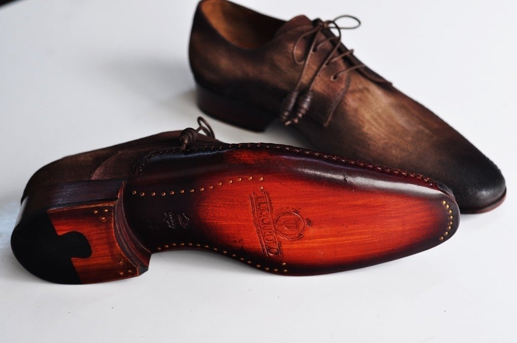 Tuccipolo mens derby style luxury shoe side handsewn bleached brown