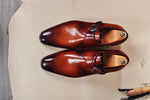 TucciPolo Mens Handmade Brown Monkstrap Luxury Leather Shoe
