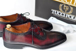 TucciPolo Mens Handmade Burgundy Oxford Italian Leather Luxury Shoe