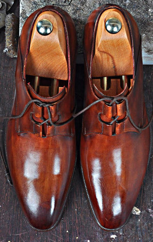 TucciPolo Mens Oxford Natural Handmade Classic Brown Luxury Italian Leather Fashion Shoe