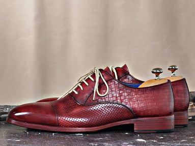 TucciPolo classic Burgundy Lace-ups Calfskin Handmade Luxury Mens Shoe