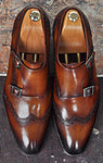 TucciPolo Pietra Monkstrap Double Buckle Handmade Tobacco Mens Classic Calfskin Shoe