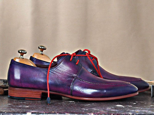 TucciPolo Ravenna Mens Lace-up Italian Leather Luxury Purple Handmade Shoe