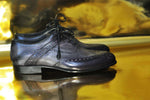TucciPolo Mens Handmade Wingtip Oxford Style Bleached Black Luxury Shoe