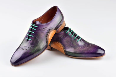 TucciPolo Mens Handmade Purple Oxfords Side Handsewn Welted Italian Leather Core Luxury Shoe