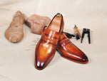 TucciPolo Handmade Leather Luxury Handstitched Tan Mens Loafers Shoe