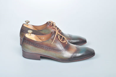 TucciPolo Handmade Luxury Wingtip Oxford Mens Italian Leather Shoes