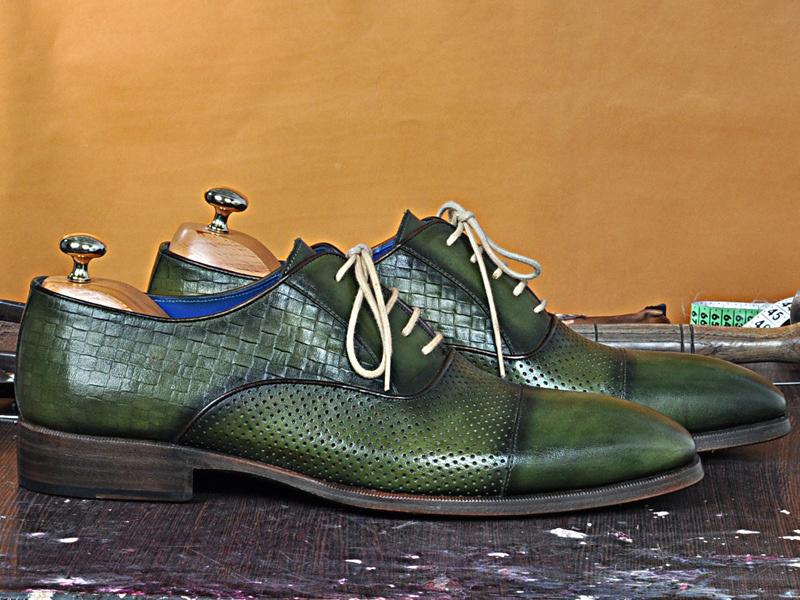 TucciPolo classic Laceup Mens Handmade Luxury Green Italian Leather Shoe