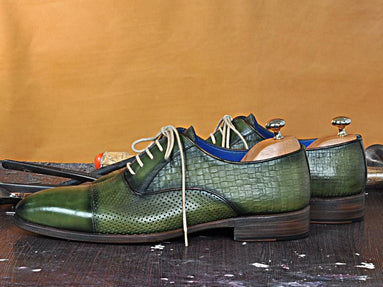 TucciPolo classic Laceup Mens Handmade Luxury Green Italian Leather Shoe