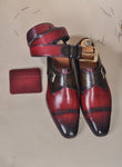 TucciPolo Verno Mens Full Grain Italian Leather Handmade Single Buckle Monkstrap Luxury Shoe