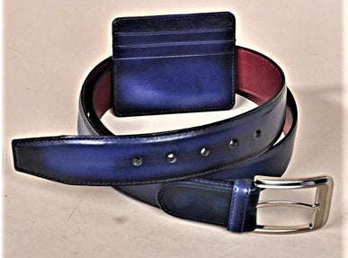 TucciPolo SET of Handmade Navy Belt & Card Holder