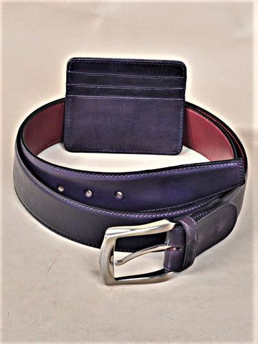 TucciPolo SET of Handmade Purple Belt & Card Holder