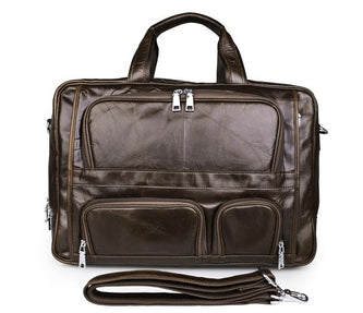 TucciPolo 7289C 100% Genuine Vintage Leather Men's Coffee Business Briefcase Laptop Bag
