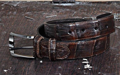 TucciPolo Genuine Crocodile Skin in Brown Color Mens Leather Luxury Belt