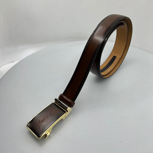 Dubulle Designer Ratchet Belt for Men Leather Fashion Adjustable Automatic Buckle Sliding Removable Dress Casual