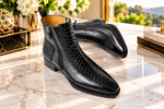 TucciPolo Mens Luxury Custom Boot Handcrafted with Italian Calf Skin Leather and Half Real Python Leather