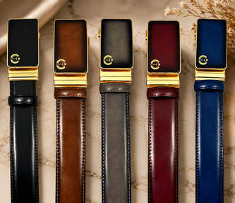 Tucci Di Lusso Italian Leather Ratchet Belt for Men - Handmade Luxury Smart Belt