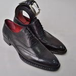 TucciPolo Special Edition Men's Handmade Wingtip Oxford Black Italian Leather Luxury Dress Shoe