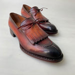 TucciPolo Mens Handcrafted Split Toe Hand Welted Stitched Chocolate-Brown Loafers