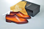 TucciPolo Burnished Tan Alessandro Wholecut handmade Luxury HandWelted Oxford Italian Leather Mens Shoes