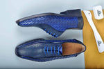 Special Edition TucciPolo Half Genuine Stingray with Blue Weave Leather Prestigiously HandWelted Oxford Mens Luxury Shoes