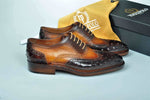 Special Edition TucciPolo Two Tone Brown Prestigiously Handcrafted Goodyear Welted Ostrich Leather Oxford Mens Luxury Shoes