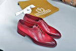 TucciPolo Burgundy Alessandro Wholecut handmade Luxury HandWelted Oxford Italian Leather Mens Shoes