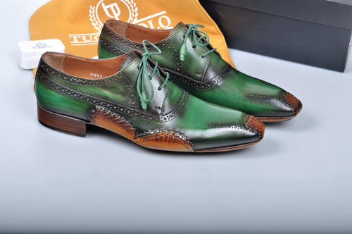 TucciPolo Greenish Oxford — Handcrafted Italian Leather Luxury Shoes for Men Wide (E-2E) / 16.5