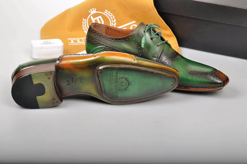 TucciPolo Special Edition Greenish Mens Prestigiously Handcrafted Luxury Italian Leather Shoes