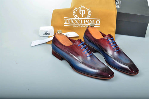 TucciPolo Special Edition Handcrafted Multi tone Luxury Italian Leather Oxford Mens Shoes