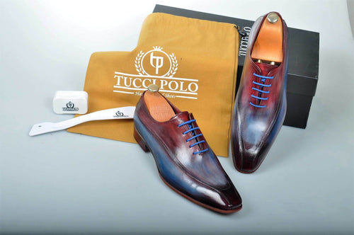 TucciPolo Special Edition Handcrafted Multi tone Luxury Italian Leather Oxford Mens Shoes