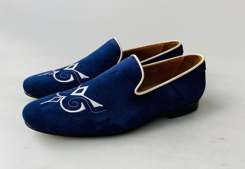 TucciPolo Premium Italian Suede Mens Luxury Blue Slip-on Slippers Loafer Shoe