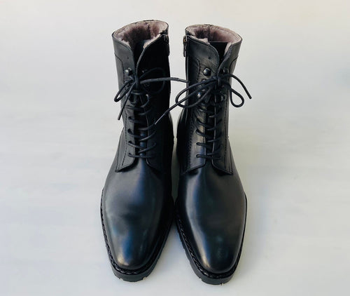 Buy TucciPolo Mens handmade Luxury Italian leather Winter Fur Black Dress Boots