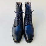 Buy TucciPolo Mens handmade Luxury Italian leather Winter Fur Navy Blue dress Boots