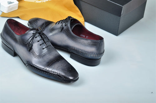 Special Edition TucciPolo Black & Grey Prestigiously Designed HandWelted Oxford Mens Luxury Shoes