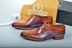 Special Edition TucciPolo Purple & Tan Prestigiously Designed HandWelted Oxford Mens Luxury Shoes